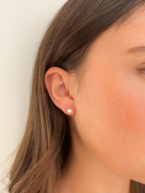 זוג עגילי פנינה צמוד מכסף אמיתי 925