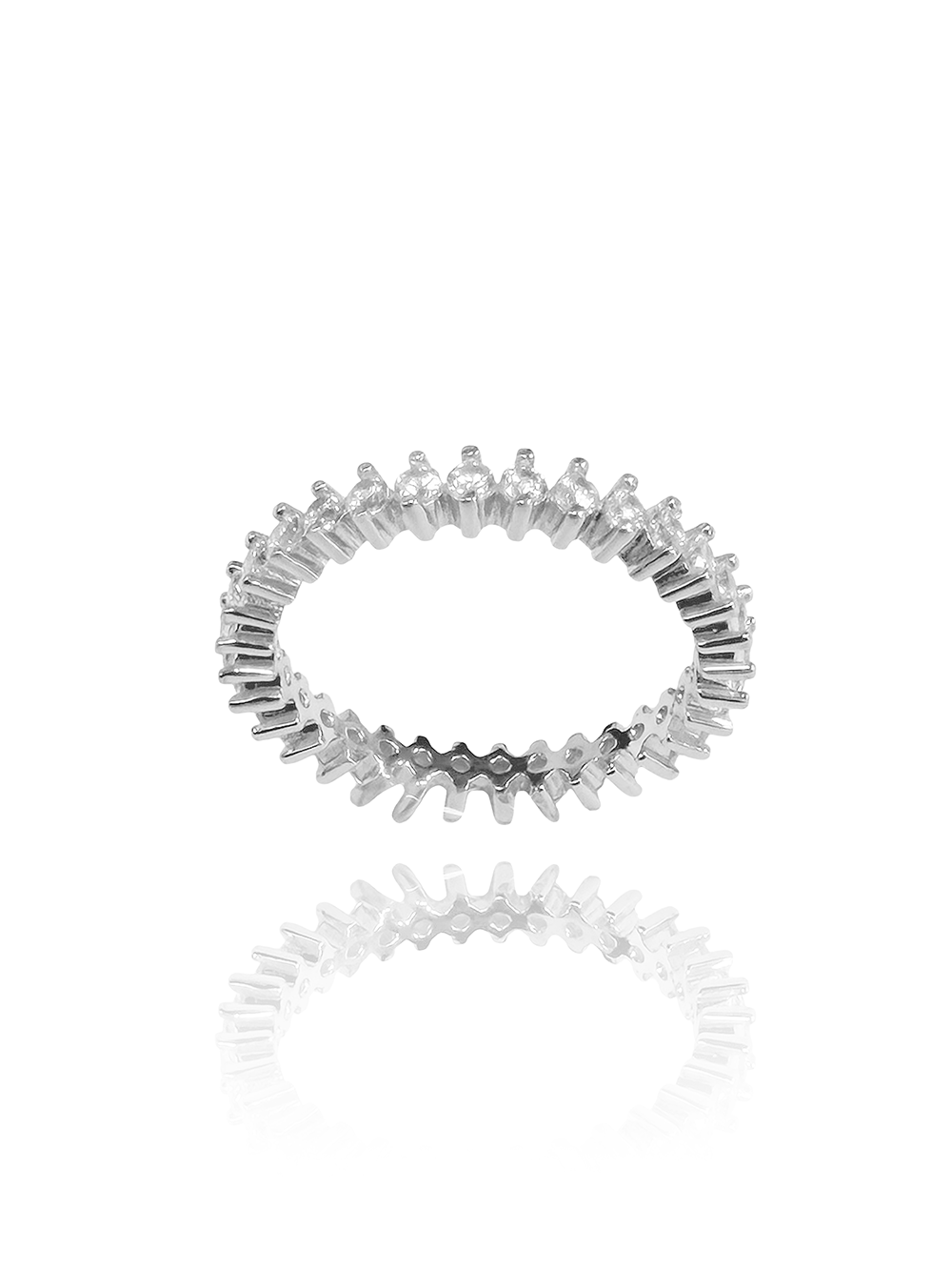 טבעת זירקונים מכסף אמיתי 925