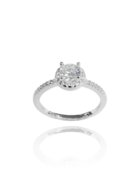 טבעת אבן מרכזית מכסף אמיתי 925