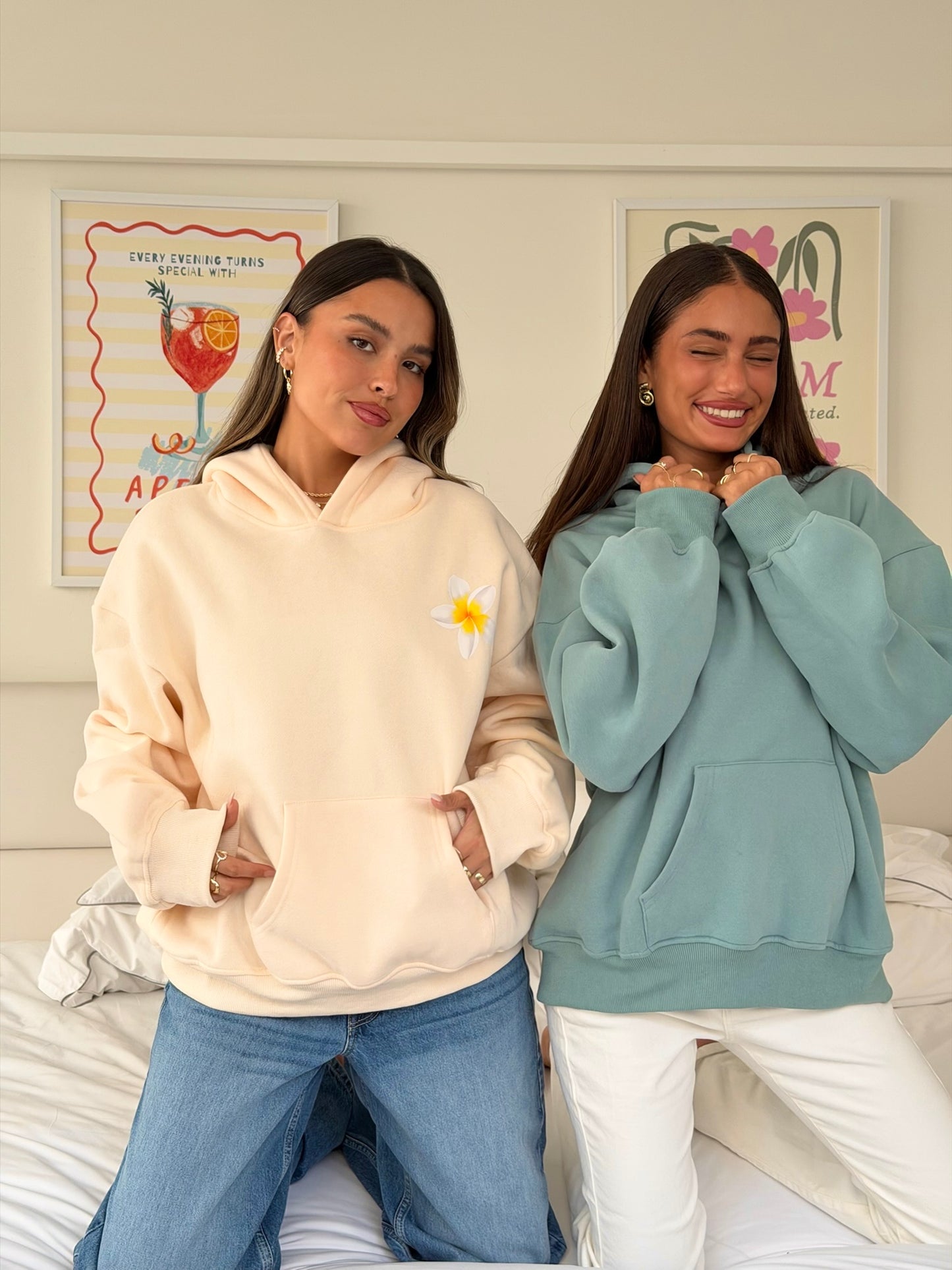 'סווטשירט פרח ירוק וינטאג