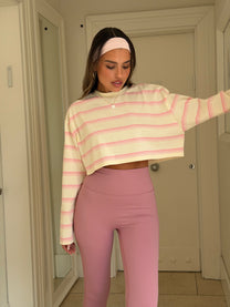 חולצת קרופ פסים ורוד