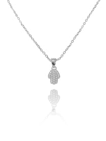 שרשרת חמסה משובצת קטנה מכסף אמיתי 925