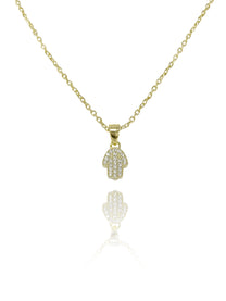 שרשרת חמסה משובצת קטנה מכסף אמיתי 925