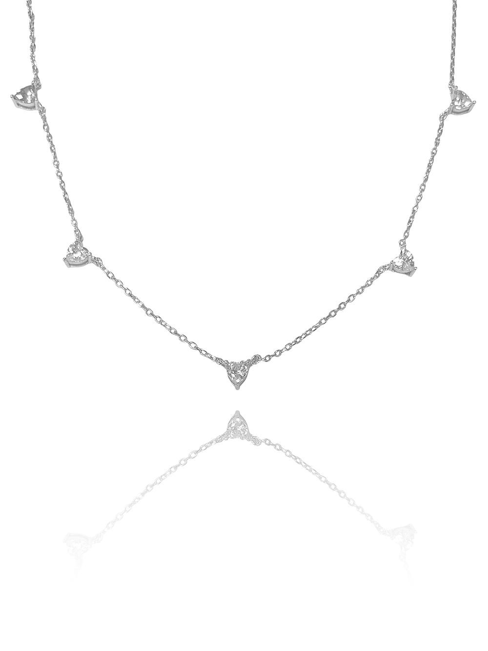 שרשרת תליוני לבבות מכסף אמיתי 925