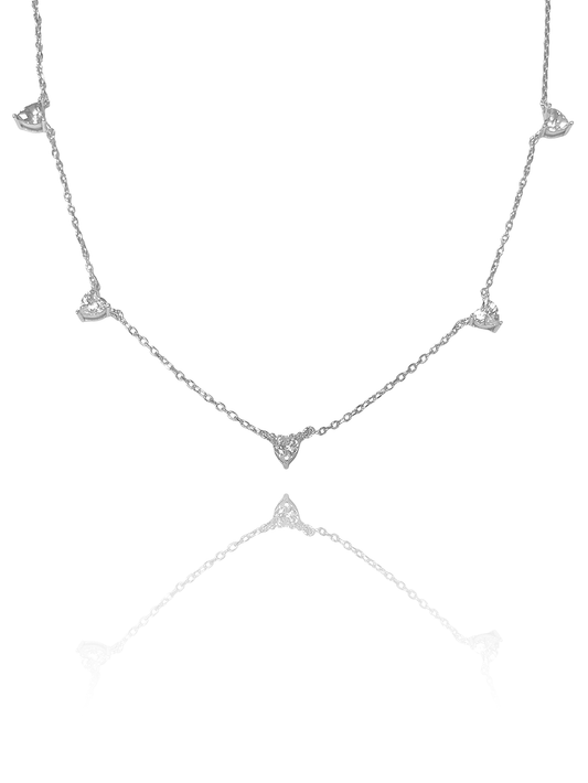 שרשרת תליוני לבבות מכסף אמיתי 925