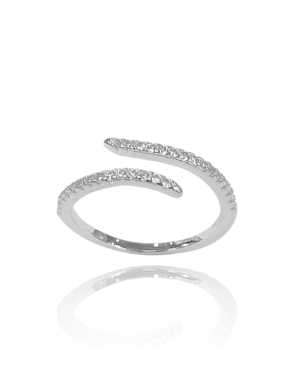 טבעת סנייק משובצת מכסף אמיתי 925