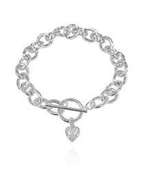 צמיד לולאות אבן לב משובץ