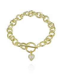 צמיד לולאות אבן לב משובץ