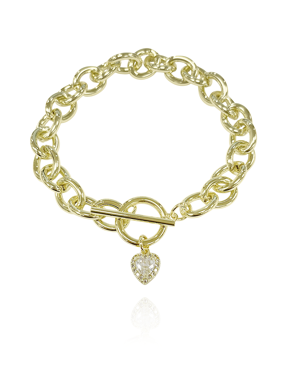 צמיד לולאות אבן לב משובץ