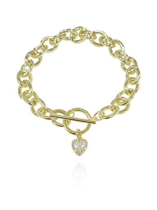 צמיד לולאות אבן לב משובץ