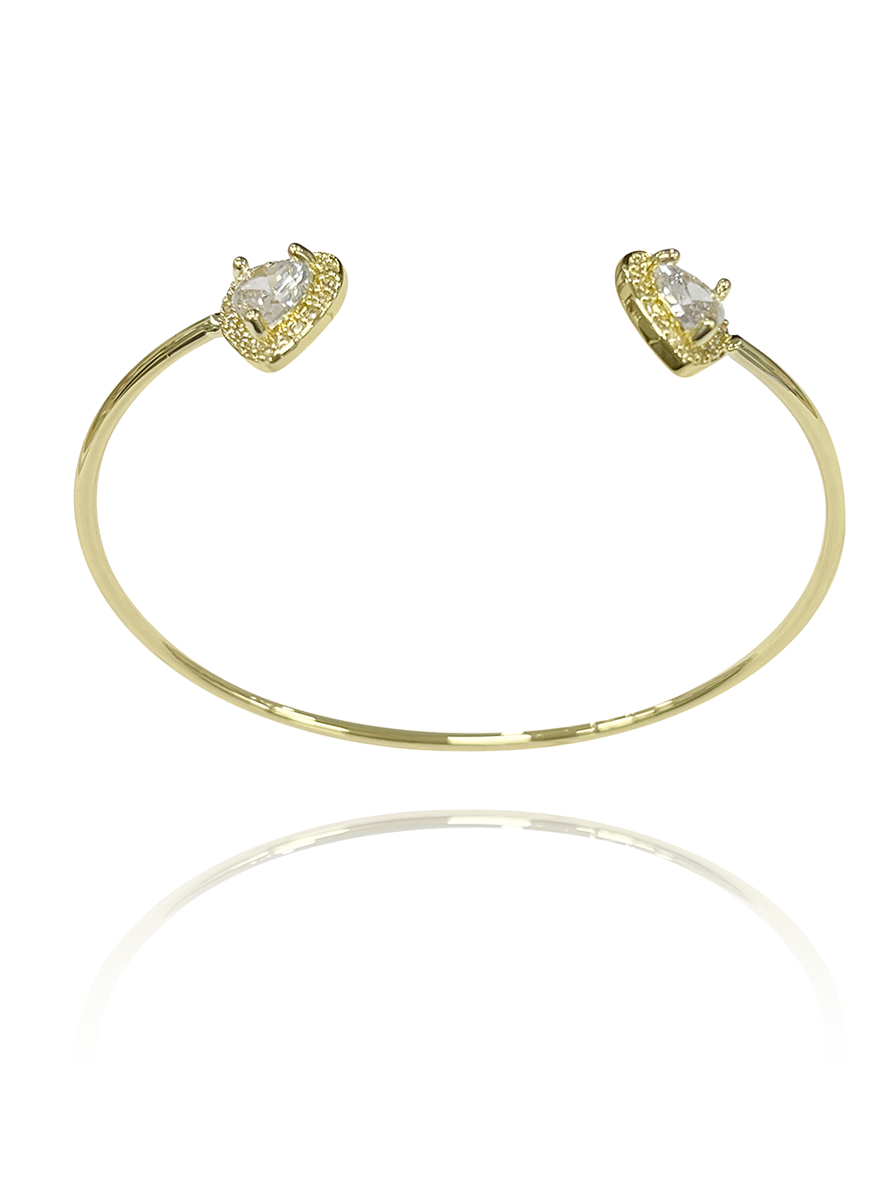 צמיד קשיח לבבות משובצים