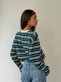 טי שירט אוברסייז פסים ירוק