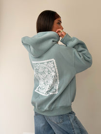 'סווטשירט פרח ירוק וינטאג