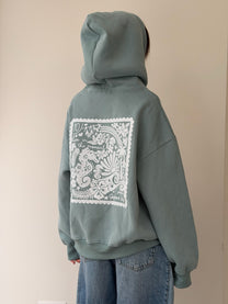 'סווטשירט פרח ירוק וינטאג