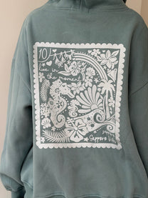 'סווטשירט פרח ירוק וינטאג