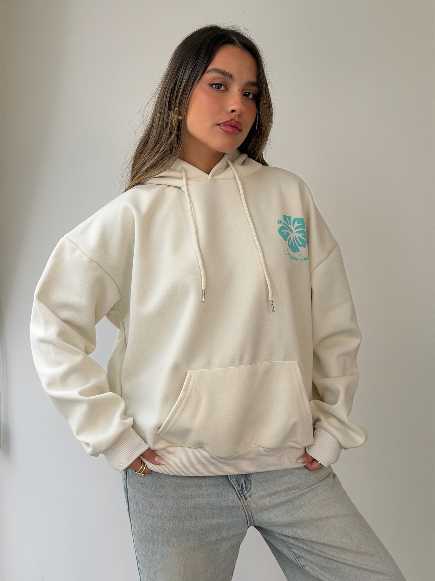 סווטשירט הוואי לבן