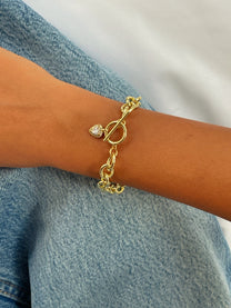 צמיד לולאות אבן לב משובץ