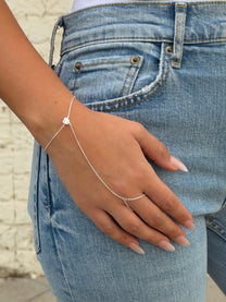 צמיד טבעת זירקון לב מכסף אמיתי 925