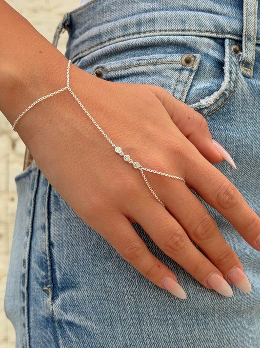 צמיד טבעת טריפל זירקונים מכסף אמיתי 925