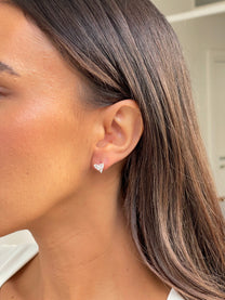 זוג עגילי לב ליאן מכסף אמיתי 925