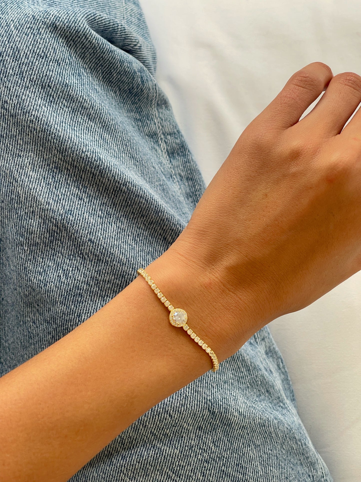 צמיד טניס אבן מרכזית מיני