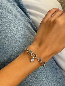 צמיד לולאות אבן לב משובץ