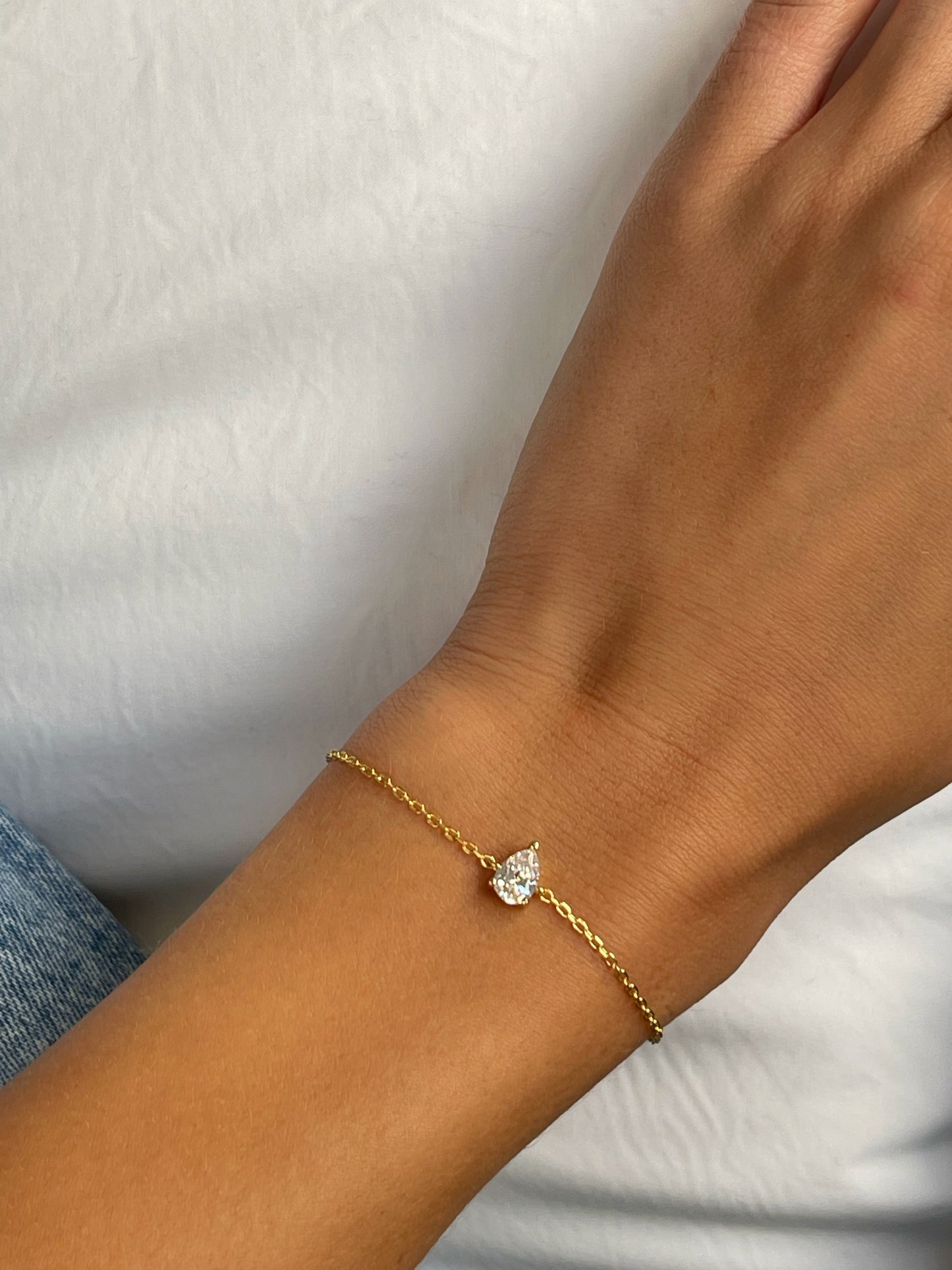 צמיד זירקון טיפה מכסף אמיתי 925