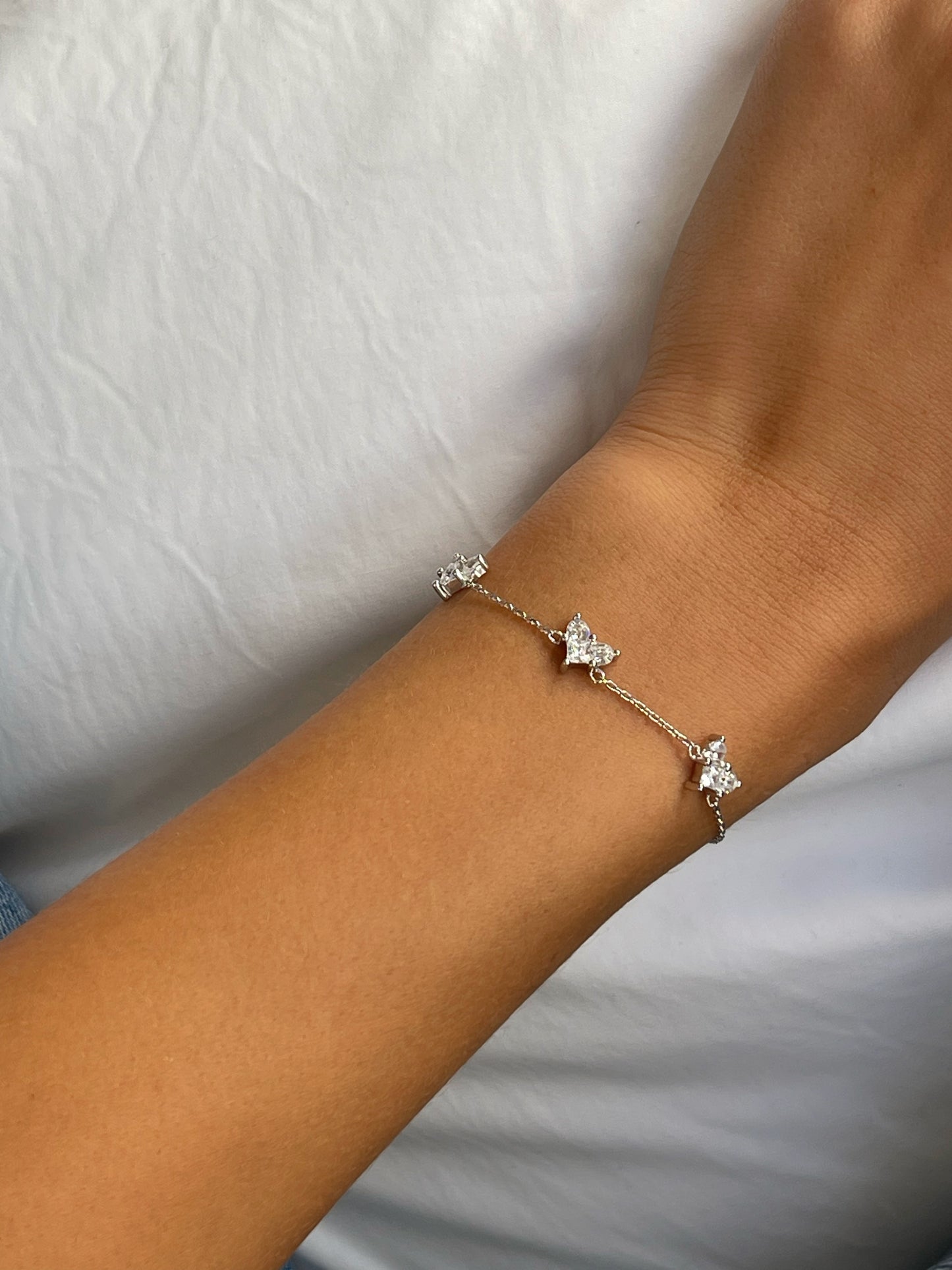 צמיד טריפל לב ליאן מכסף אמיתי 925