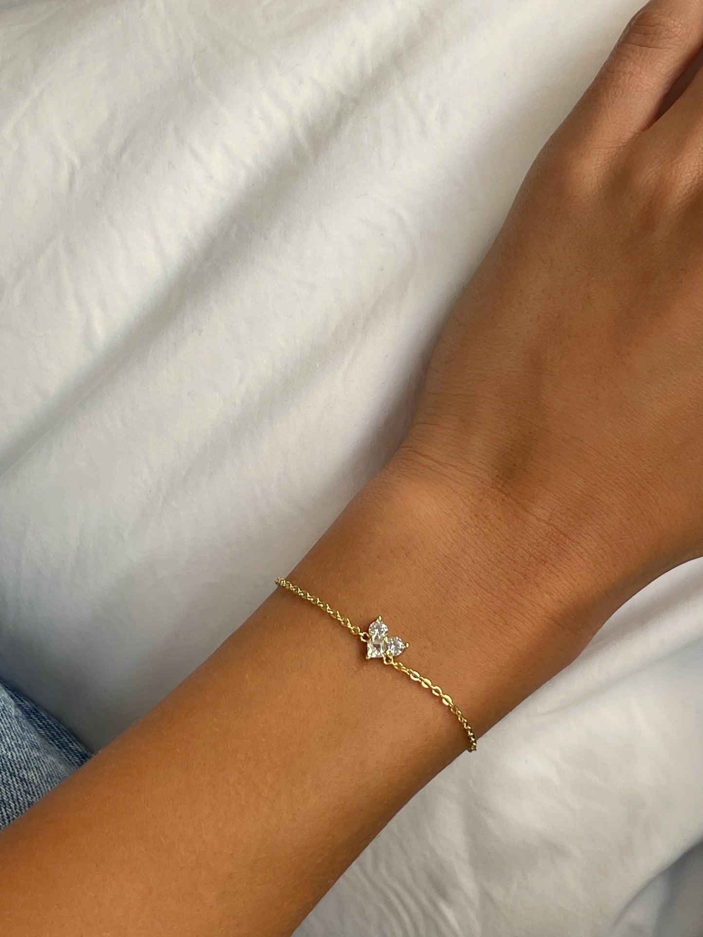 צמיד לב ליאן עדין מכסף אמיתי 925