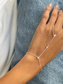 צמיד טבעת טריפל זירקוני מרקיז מכסף אמיתי 925