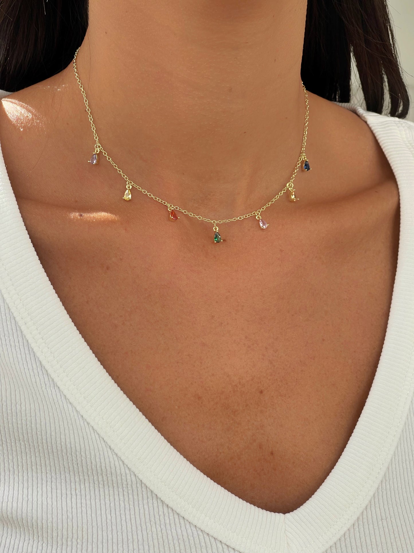 שרשרת תליוני טיפות צבעוניות