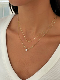 שרשרת זירקון כפולה מכסף אמיתי 925