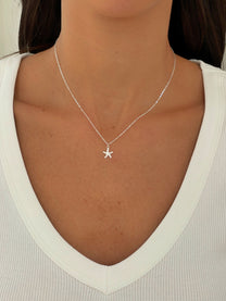 שרשרת כוכב ים משובץ מכסף אמיתי 925