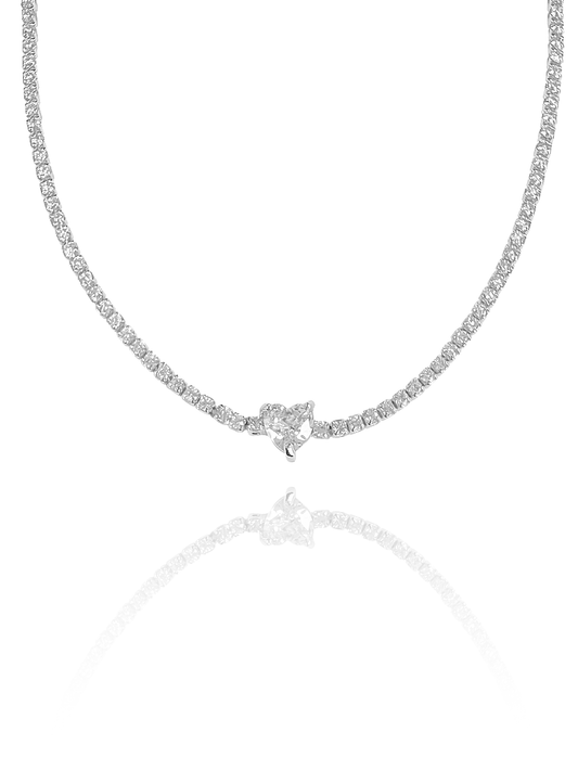 צ'וקר טניס לב מכסף אמיתי 925