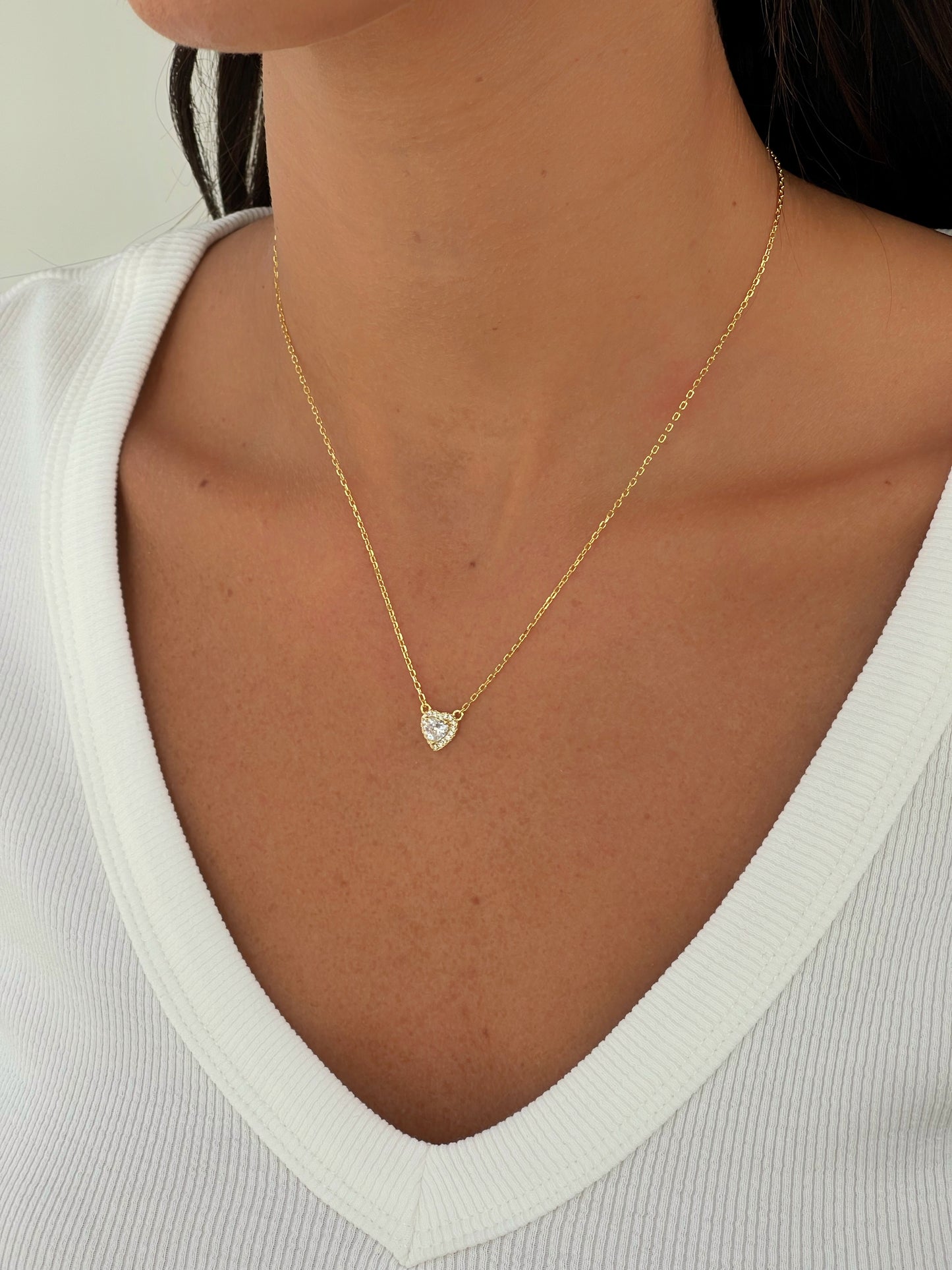 שרשרת אבן זירקון לב משובץ מכסף אמיתי 925