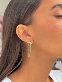 עגיל פרח לוטוס בל בשילוב זירקון מרקיז