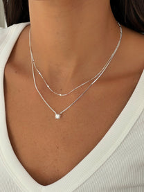 שרשרת זירקון כפולה מכסף אמיתי 925