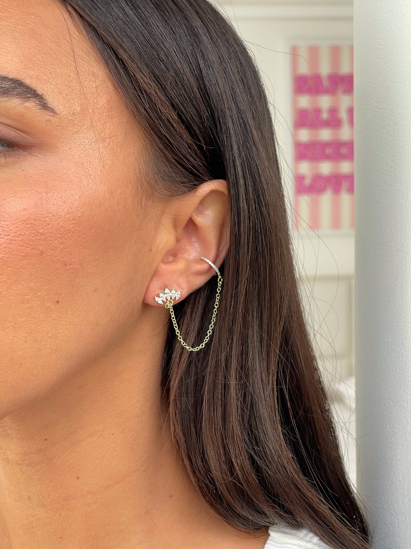 עגיל פרח לוטוס בל ארוך בשילוב הליקס ללא חור