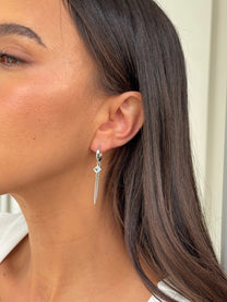 זוג עגילי חישוק ריבוע בשילוב שרשרת