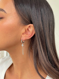 זוג עגילי חישוק ריבוע בשילוב שרשרת