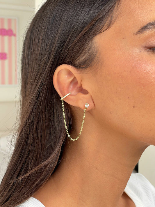 עגיל זירקון טיפה בשילוב הליקס ללא צורך בחור