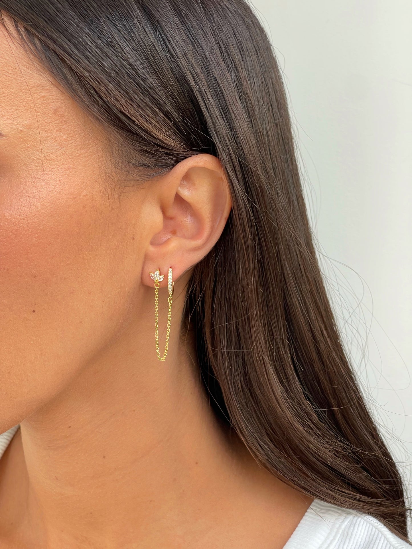 עגיל פרח לוטוס בל עדין בשילוב חישוק מכסף אמיתי 925