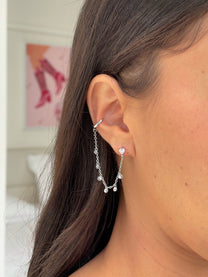 עגיל לב זירקונים בשילוב הליקס ללא צורך בחור