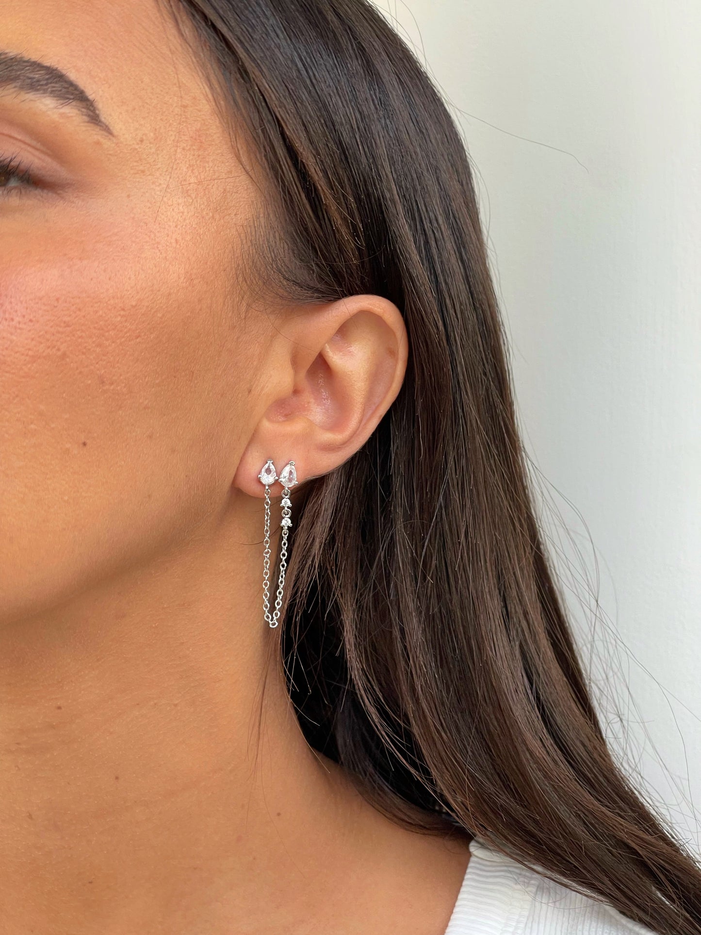 עגיל טיפות בשילוב שרשרת