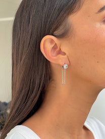 זוג עגילי אבן מרכזית בשילוב שרשרת