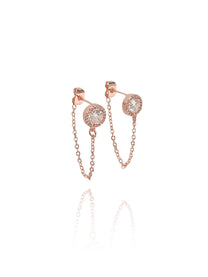 זוג עגילי אבן מרכזית בשילוב שרשרת