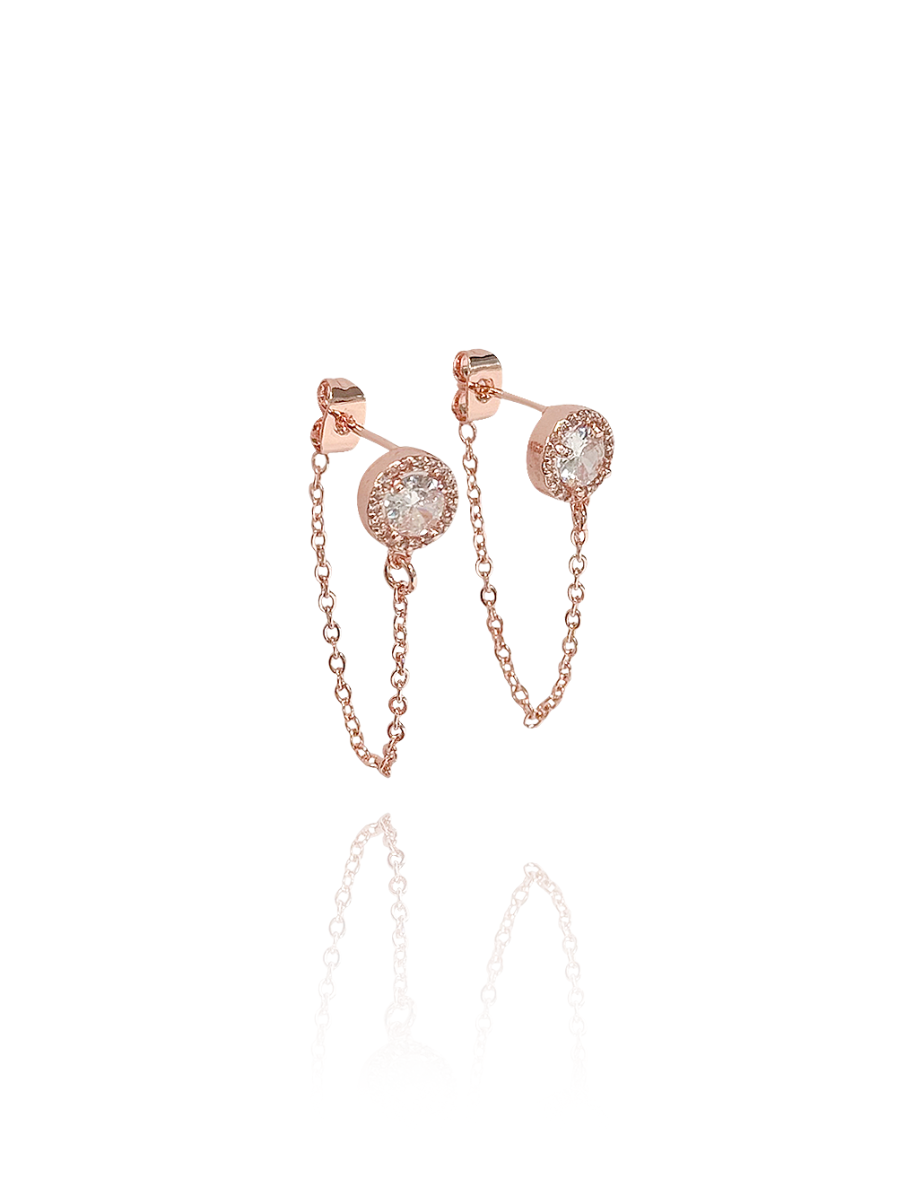 זוג עגילי אבן מרכזית בשילוב שרשרת