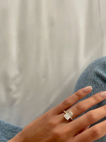 טבעת זירקון מלבן מכסף אמיתי 925