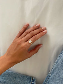 טבעת זירקון מלבן מכסף אמיתי 925