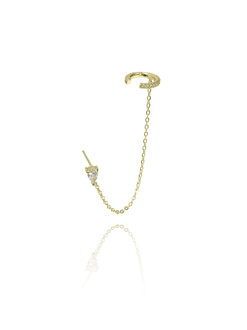 עגיל זירקון טיפה בשילוב הליקס ללא צורך בחור